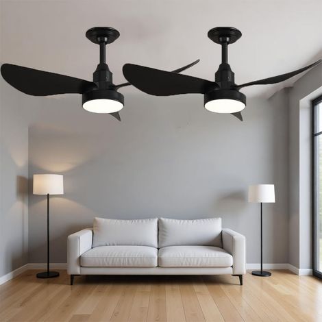 Ventilateur de plafond minimaliste en 2 pièces, design encastré, avec lumière et télécommande, gradation réglable sur 3 températures de couleur, noir (1/5)