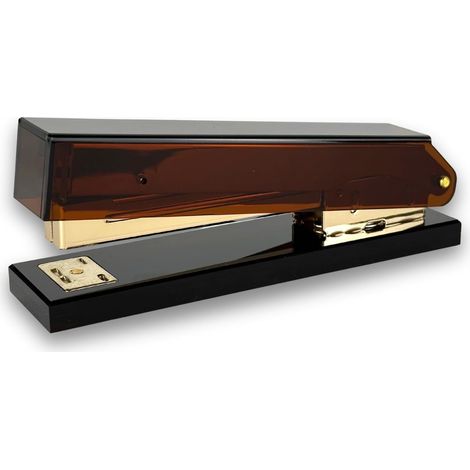 Agrafeuse Amber Gold, design élégant, capacité de 25 feuilles, verre acrylique aspect ambre avec détails dorés (1/5)