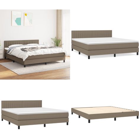 Sommier à lattes de lit avec matelas Taupe 180x200 cm Tissu - Lit Double - Lit Tapissier - Literie - Chambre À Coucher - Matelas À Ressorts Ensachés - Home & Living (1/5)