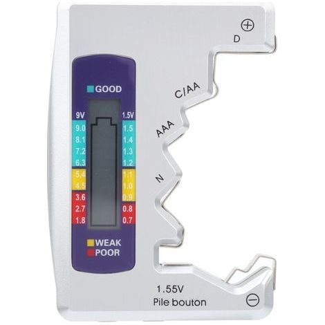 Testeur de Batterie. Vérificateur Universel de Piles Petit Testeur de Piles pour Batterie au Lithium C/D/9V/AA/AAA/1.5V - Testeur de Batterie pour Batteries Domestiques (1/5)
