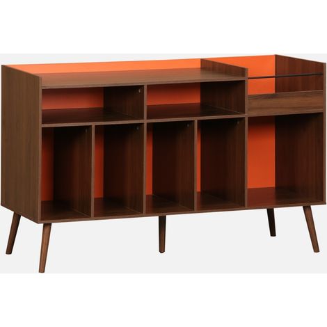 Muebles de vinilo vintage bicolor con decoración de madera oscura, 130cm (1/5)