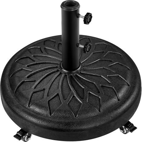 Homevive Base Redonda de Sombrilla de 20,6 kg con Ruedas Soporte de Parasol para Postes de 34/38/48 mm Jardín Balcón Playa Negro