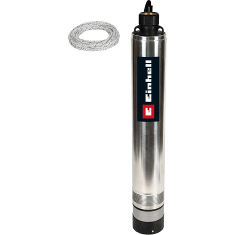 Einhell Pompe immergée de forage GC-DW 1045 N (1000 W, Hauteur de refoulement 45 m, Câble d‘alimentation 22 m, Corps en INOX anticorrosion) Livrée avec Filin de 22 m