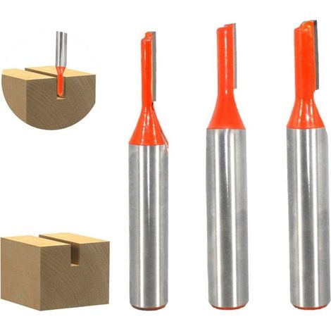 Fraise Droite à Queue de 8 mm, Fraise a Rainurer à Tige, Accessoires de Fraisage de Routeur, Outil de Travail du Bois, Forets de Fraisage pour le Travail du Bois, Diamètre de Coupe 3mm/4mm/5mm, 3PCS (1/5)