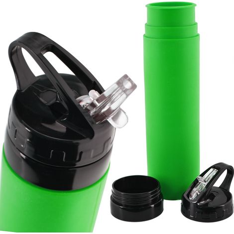 Sports Water Bottle 600ml Plastic Drinking Flask Leakproof Travel Sport Green