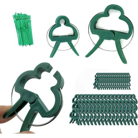 120 Pièces Clips pour Plantes 50 Petites avec 40 Grandes avec 30 Sangles Clips Tomates Réutilisables Attaches pour Grimpante Vert (1/5)