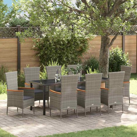 Garten Essgruppe 9 pcs Grau Pulverbeschichteter Stahl (1/5)