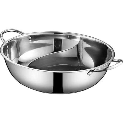 Marmite À Fondue - Acier Inoxydable Épais - 28 Cm - Séparateur Intégré - Pour Cuisinière À Induction - Usage Intérieur Et Extérieur - 1 Pièce (1/5)