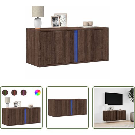 vidaXL Wohnzimmermöbel - TV-Wandschrank mit LED-Beleuchtung Eichen-Optik 80x31x35 cm (1/5)