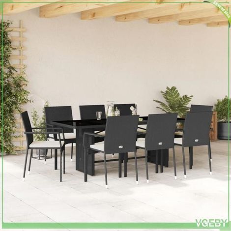 Ensemble de salle à manger de jardin - 3213495 - Noir - Résine tressée & verre trempé - 8 places (1/5)