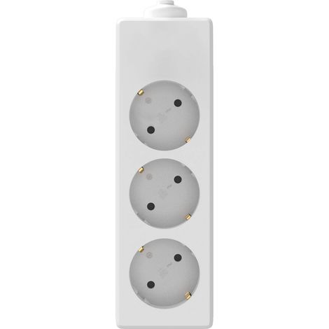 multiprise sans câble de 3 Prises schuko, Couleur, Blanc, Medium (1/4)