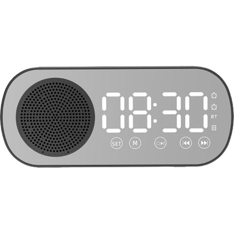 Réveil Bluetooth Enceinte Intelligente avec Miroir Numérique Multifonction pour Maison Bureau École Version Anglaise Z7 Noir (1/5)