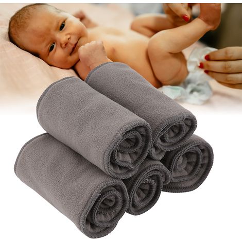 Lot de 5 inserts pour couches bébé doux, réutilisables et lavables, 4 couches, couleur charbon de bambou gris anthracite (1/5)