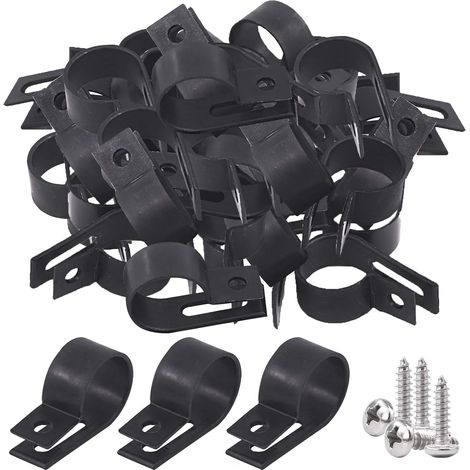 Lot de 60 serre-câbles en nylon noir de 1,9 cm avec 60 vis pour câble, câble, conduits et conduits de câble (noir) (1/5)