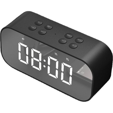 Radio-réveil Numérique - Miroir Intégré - Double Réveil - Radio FM - Minuterie Veilleuse - Port USB - Noir (1/5)