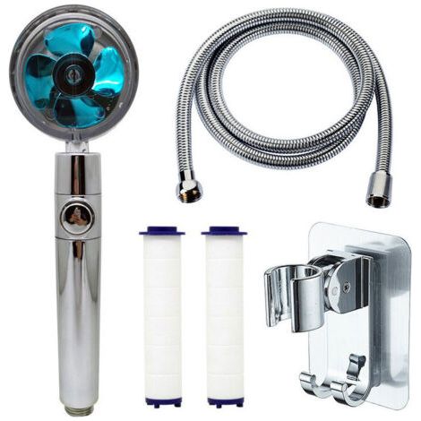Pommeau de douche à main , pommeau de douche anticalcaire, pommeau de douche anticalcaire à économie d'eau, système de filtration à trois niveaux avec 2 filtres et interrupteur pause (1/4)