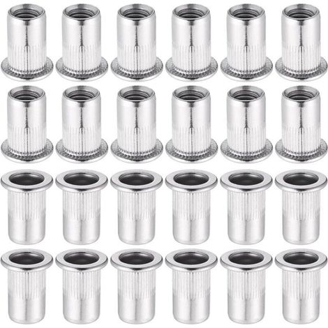 60 pieces 304 stainless steel M8 rivet nut, flat head blind nut, threaded rivet nut for threaded insert pliers