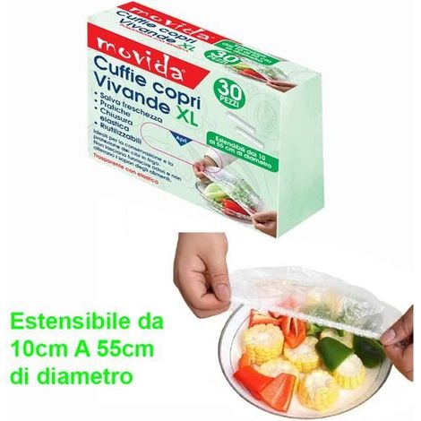 Set 30 Pezzi Cuffia Coprivivande Copricibo Misura XL 55 cm