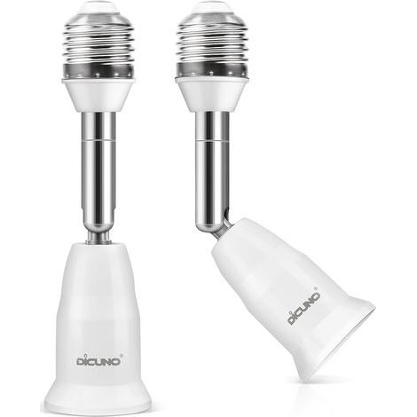 Set of 2 E27 Extension Adapters, 11.5cm Flexible Cable, 350° Rotation, for Indoor Recessed Lighting (1/5)