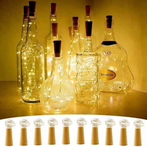 LED Bottle Garland Set of 10, 1m 10 LEDs Flexible Copper Wire Light String Lights for Halloween, Christmas, Party, Wedding, Garden Decoration (1/5)