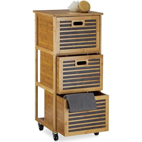 Bathroom shelf trolley bamboo (1/5)