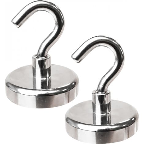 Lot de 2 crochets magnétiques diamètre 6mm - KN48 - Chromé - Linxor (1/5)
