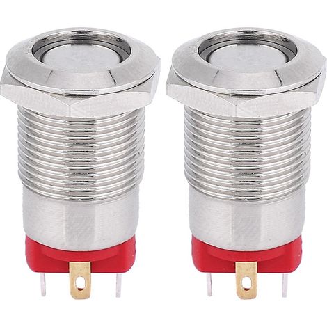 Interrupteur à bouton-poussoir métallique autobloquant 4 broches de 12 mm avec voyant LED, protection IP66 et indice de protection IK09 (1/5)
