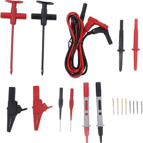 Kit de pointes de test pour multimètre, pinces crocodiles, câbles de mesure avec fiche banane, outil de réparation électrique auto (1/5)