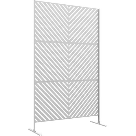 Paravent blanc 122x45x198 cm pour extérieur avec 3 panneaux et triangle inversé, séparation design sobre pour terrasse pratique et moderne