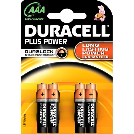 cf 4 piles Duracell Plus MN2400 1,5W ministyle alcaline