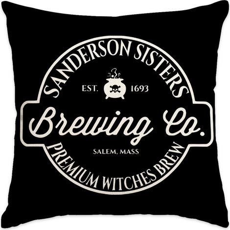 Lot de 2 housses de coussin décoratives d'Halloween, imprimé de petits pots de potion magique, taies d'oreiller noires style lin, décoration gothique et effrayante pour la maison (1/5)