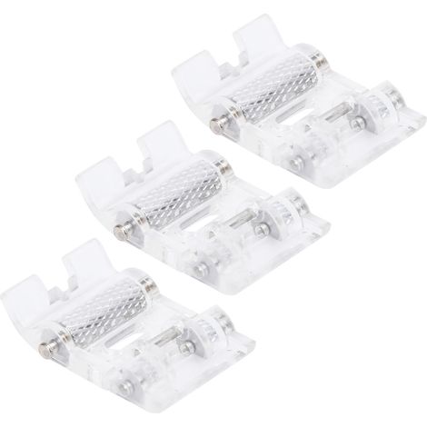 Lot de 3 pieds-de-biche à rouleau en plastique transparent, outil de couture essentiel, pratique et facile à utiliser