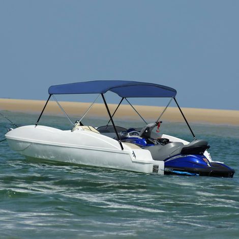 Auvent bimini pour bateau 2 arceaux en polyester PU bleu marine 180 x 150 x 110 cm - PANGIVO (1/5)