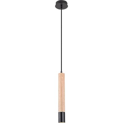 Lampe suspendue braulia métal / bois de bois noir gu10 1 x max. 50W b: 40,5 cm h: 100 cm Ø5,5 cm (1/5)