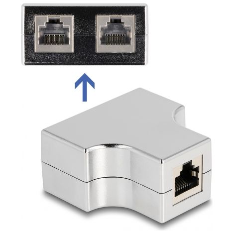 Delock Divisor RJ45 / Adaptador T 1 x RJ45 hembra a 2 x RJ45 hembra Cat.5e STP