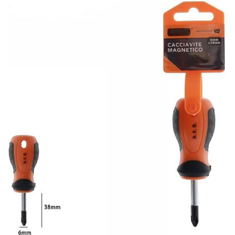 TrAdE Shop Traesio - Cacciavite Giravite Magnetico Punta A Croce 6x38 Mm Impugnatura Ergonomica 07435 -