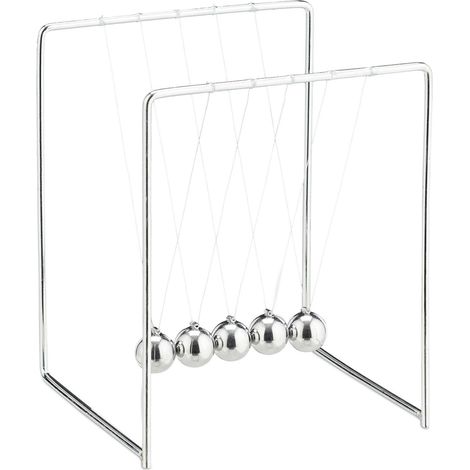 Relaxdays Newton’s Cradle, 4x Set, Pendulum with 5 Balls for Desk & Office, Stress Relief, Metal, Physics Gadget, Silver