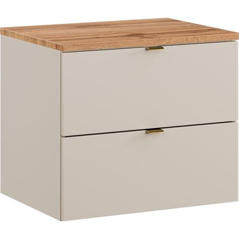 Meuble sous vasque à suspendre avec le plan chêne DALIA CACHEMIRE 60 cm (1/5)