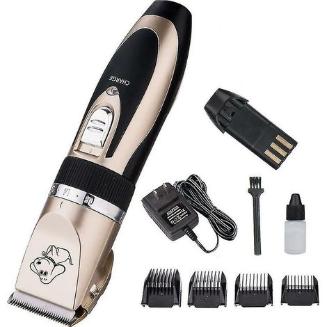 CREA Tondeuse professionnelle pour animaux de compagnie Tondeuses de toilettage Tondeuse à raser + Kit de peigne 4 pièces pour toilettage pour animaux de compagnie Chiens / Chats / Lapins Ele électriq