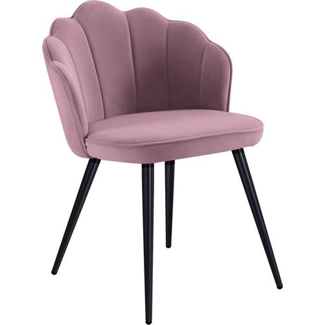 Sillas Comedor - Silla Blume Terciopelo Patas Negras - Rosa (1/5)