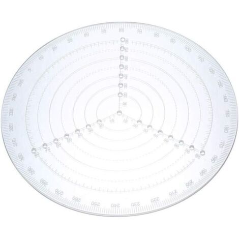 20cm Jauge de Cercle d'outil de centrage de Tour en Acrylique Clair Boussole de Recherche de Centre Rond pour Dessiner des Cercles Outil de Travail de Tour à Bois
