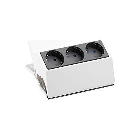BACHMANN 500.000 PEGGY BLOCCO MULTIPRESA CON MORSETTO, 3 PRESE DI TERRA BIANCO