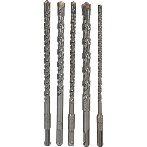 GARRYFIZH Jeu de 5 forets à maçonnerie (6 mm, 8 mm, 10 mm, 12 mm, 14 mm de diamètre, longueur 210 mm) pour marteaux électriques