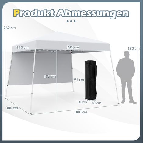 Carpa plegable de 3 x 3 m, impermeable, con protección UV, color blanco