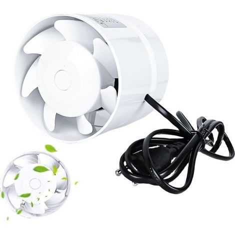 Ventilateur tubulaire 100 mm - Blanc - Qualité supérieure - Silencieux - Pour salle de bain, WC, cuisine, serre, tente, garage (1/5)