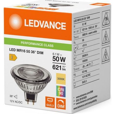 Spot LED MR16 GU5.3 6.1 W 621 lm 36° 3000 K Dimmable - Équivalent 50 W - Lot de 1 (1/3)