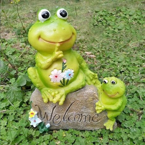 Figurine de grenouille - Décoration de jardin - Résine écologique - 18x21 cm - Cadeau pour enfants
