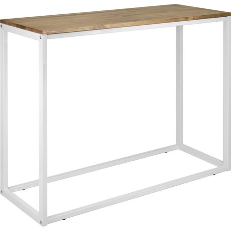Recibidor iCub 100x35x82cm Blanco en madera maciza de pino acabado vintage estilo industrial Box Furniture