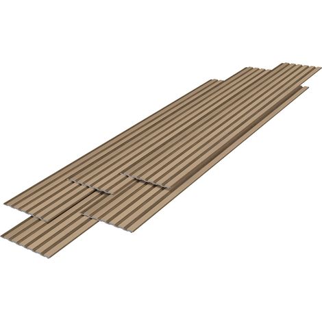 Conjunto de 5 paneles decorativos de pared 3D 195 x 30 cm efecto roble claro 030010662 (1/5)