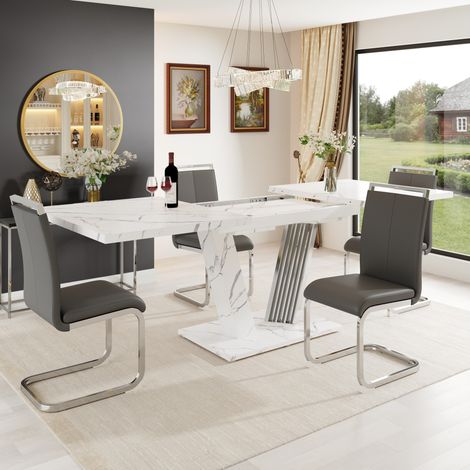 Conjunto mesa comedor extensible 5 piezas MDF OKMYHOME (1/5)